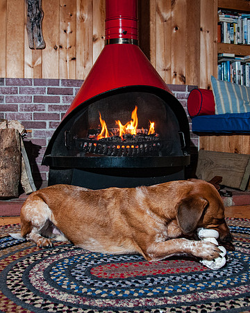 Relaxing by the fire
